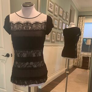 White House Black Market Black and Gray Top